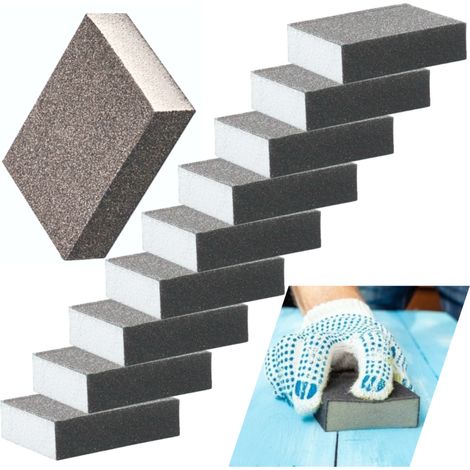 Cubetti di spugna abrasiva P100, 10 pezzi per levigare legno, metallo, gesso e lisciare. (1/4)