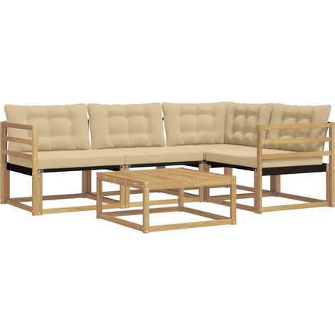 Outdoor-Sofagarnitur 5 pcs Weiß und Beige 79 x 79 x 37 cm vidaXL