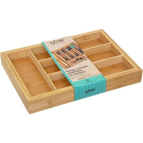 Bandeja de almacenamiento de cubiertos de bamboo 34x25x4,5cm (1/4)