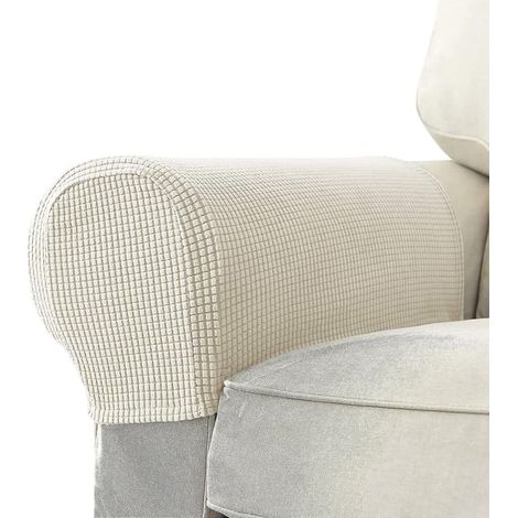 BelleRise - Housse extensible pour accoudoirs de fauteuil, canapé et chaises (FMY) Crème (1/5)