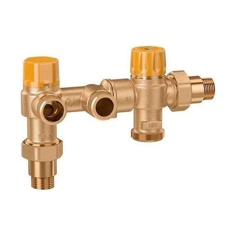 Kit di collegamento bollitore solare con caldaia, con integrazione termica, senza copertura protettiva. Caleffi 262342 Ottone