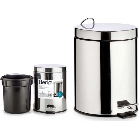BERILO cubo pedal acero inoxidable 3 l , Cubo pedal acero inoxidable 3L. -Cubo pedal inoxidable de 3 litros alta calidadFabricado en acero inoxidable de alta calidadCubo de (1/2)