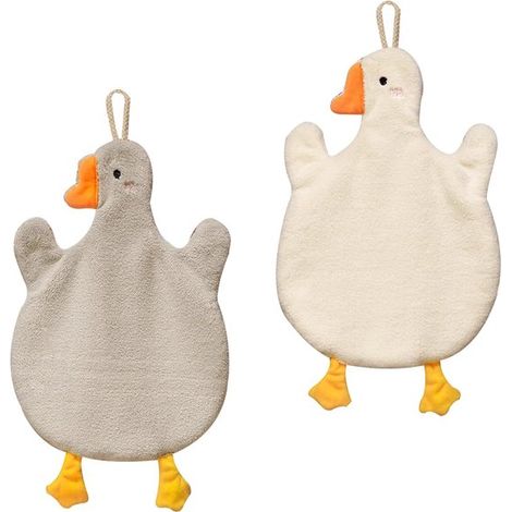 2 asciugamani per bambini con simpatici animali, in microfibra assorbente, ad asciugatura rapida, con passanti per appenderli, ideali per cucina e bagno. (1/5)