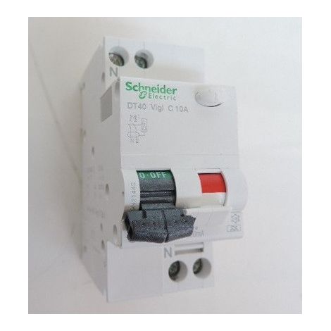 Schneider Electric – Disjoncteur différentiel 1p+n 10A – Courbe C – Seuil 30mA – Capacité de coupure 6kA – Protection circuits électriques