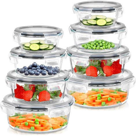 Contenitori per alimenti in vetro con coperchio e guarnizione, rotondi, 8 pezzi. (1/5)