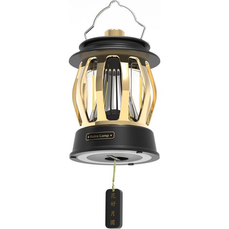 Lampe de camping LED portable, lanterne pour chevaux, lampe d'ambiance de camping style national rétro noire (1/5)
