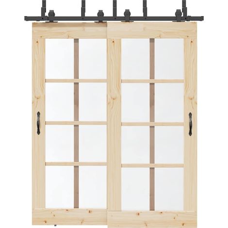Schiebetürbeschlag-Set 183 cm Stahl Schwarz