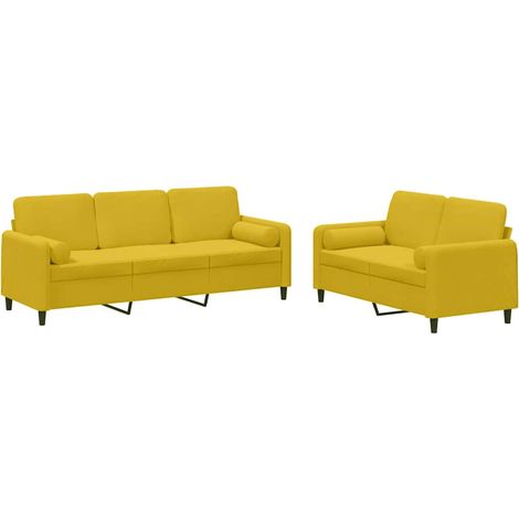 Maison Exclusive - Set di Divani 2 pz con Cuscini Giallo in Velluto