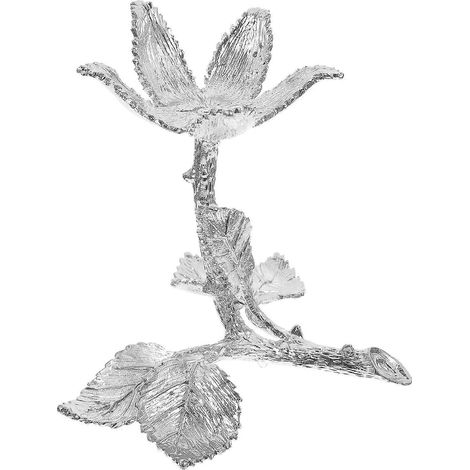 Kristallkugel-Sockel aus Metall, rosenförmige Kristallkugel-Präsentationsbasis, Kugelhalter-12x9.5x10cm-Silver (1/4)