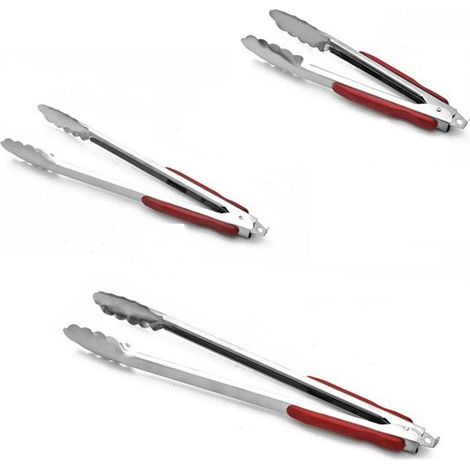 Grillzangen-Set (35,5 cm und 32,8 cm) für Grill und Grill – Ideal zum Wenden von Fleisch und anderen Speisen – Lange, hitzebeständige Griffe aus Edelstahl, für den Innen- und Außenbereich (1/5)