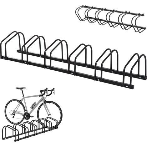 Soporte para bicicletas, estante de estacionamiento, para montaje en suelo o pared, soporte con cerradura para almacenamiento de bicicletas, 179 cm de largo x 33 cm de ancho x 27 cm de alto (6 estante