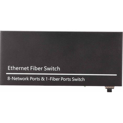 Glasfaser-Ethernet-Medienkonverter: 1 optischer Port, 8 elektrische Ports, 10 Gigabit-Ethernet-SFP-Ports, 100/1000-Mbit/s-Glasfaser-Switch, EU-Stecker. (1/5)