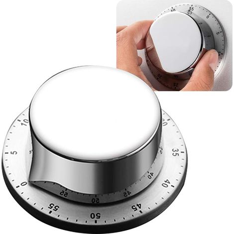 Minuterie de cuisine, minuterie mécanique, minuterie magnétique, minuterie en acier, compte à rebours mécanique, minuterie mécanique et magnétique, minuterie de 60 minutes (1/5)