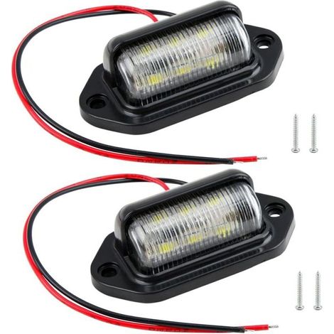 LED Éclairage Plaque Immatriculation Auto Universelle, 2 Pièces Imperméable LED Feux Arrière Lampe 12V-24V, pour Camions, Camionnette, Motos, Caravane, Remorques, SUV, Voiture