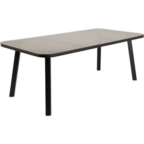 Table de Jardin en Verre "Paola" 200cm Noir & Marron (1/5)