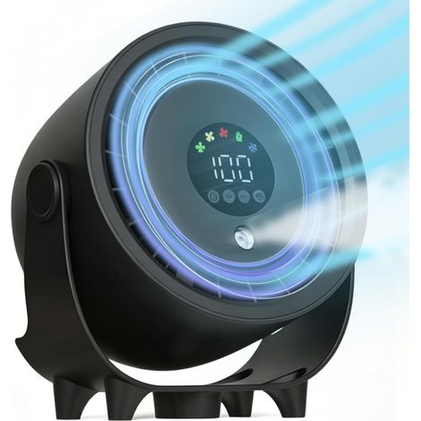Ventilateur brumisateur portable, mini climatiseur rechargeable, ventilateur brumisateur à refroidissement par eau, ventilateur de bureau USB, ventilateur de table silencieux à 3 vitesses,noir (1/5)