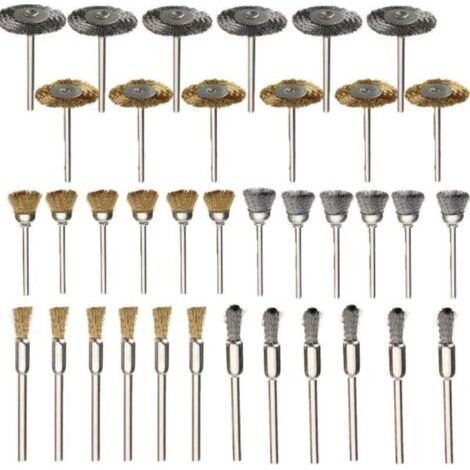 Set di spazzole in ottone INHHUB, 36 pezzi, ruote in filo d'acciaio, spazzole, trapano, utensili rotanti, lucidatura, utensili rotanti Dremel - INHHUB