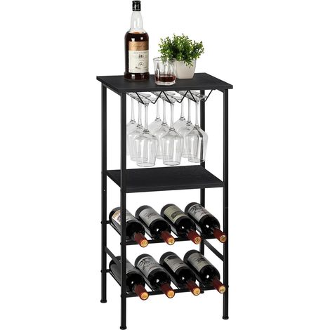 Range Bouteille Vin 4 Niveaux Autonome Rangement Bouteille Noir 80x40x30Cm (1/5)