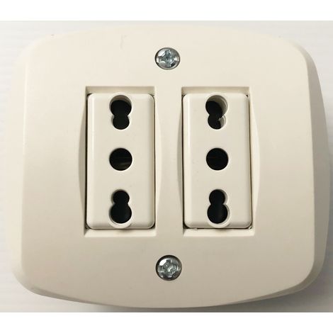 DOPPIA PRESA BIVALENTE AUTOPORTANTE IN ABS PER SCATOLA TONDA ME 2 + 4 (1/2)
