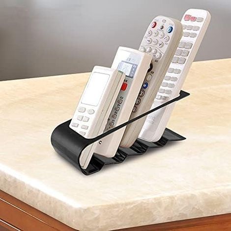 Fernbedienungshalter, platzsparender Kunststoff-Tischständer für Telefon/Videorecorder/DVD-Player/Fernseher, Fernbedienungsablage/Tischaufbewahrungsbox (schwarz, 18,5 x 7 x 6,5 cm)