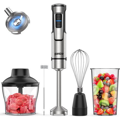 Hand Blender, W Stainless Steel Immersion Blender, Adjustable Speed (1/5)