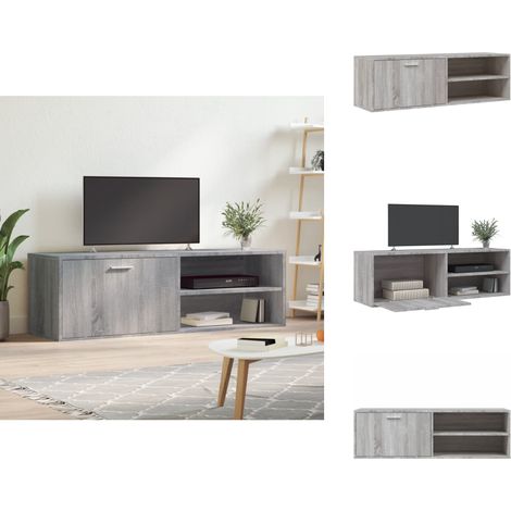 Meuble TV sonoma gris 120x34x37 cm bois d'ingénierie - Meuble Tv - Meuble Audiovisuel - Support Tv - Unité Tv - Rangement Tv (1/5)
