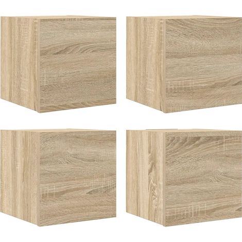 Lot de 4 meubles TV muraux pratiques tendance 30,5 x 30 x 30 cm en bois d'ingénierie chêne sonoma (1/5)