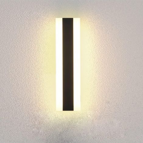 Lange LED-Wandleuchte für Villen und Veranden, wasserdicht (IP65), schwarze, lange Aluminium-Lichtleiste – 30 cm, warmweißes Licht (1/5)