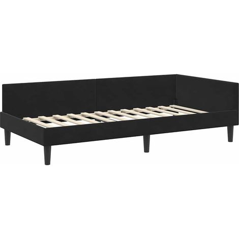 Lit simple,Lit adulte,Cadre de lit d'angle Noir 80 x 200 cm Velours et bois stratifié CFW3899947 (1/5)