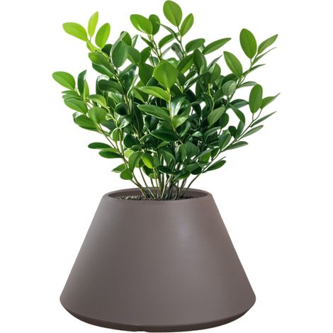 Vaso in resina da esterno interno per piante tondo conico design d.60x35h Stromboli Tortora (1/4)