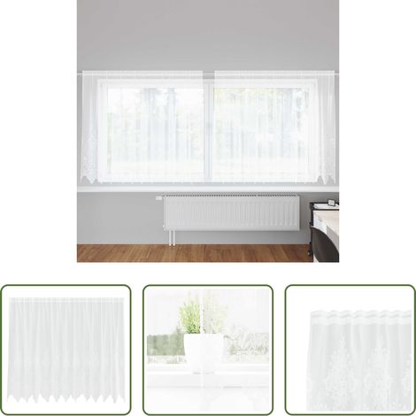 vidaXL Fenster Vorhang -  Spitzenvorhang mit Vorhängen Floral Weiß 180 x 300 cm Polyester