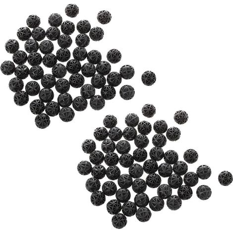 100 bioballes noires de 18 mm de diamètre, compatibles avec les filtres d'aquarium et de bassin. (1/4)