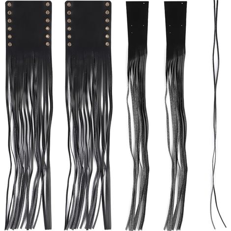 Poignées moto cuir PU noir 2 pièces, pompons, guidon 1 pouce, accessoires personnalisation (1/5)