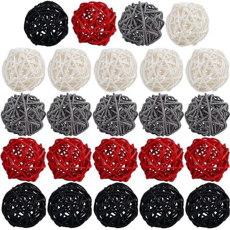 Boules de rotin décoratives de 5 cm pour décoration intérieure, ornement de remplissage à faire soi-même, décoration de table de mariage (noir, G) (1/5)