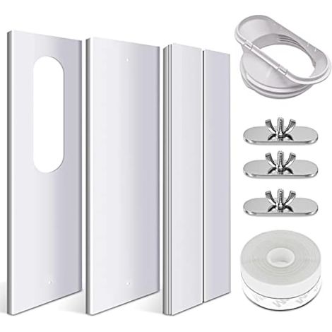 Kit de climatisation avec plaque coulissante réglable pour fenêtre, compatible avec les climatiseurs portables, 13 cm (5,0 pouces) (1/5)