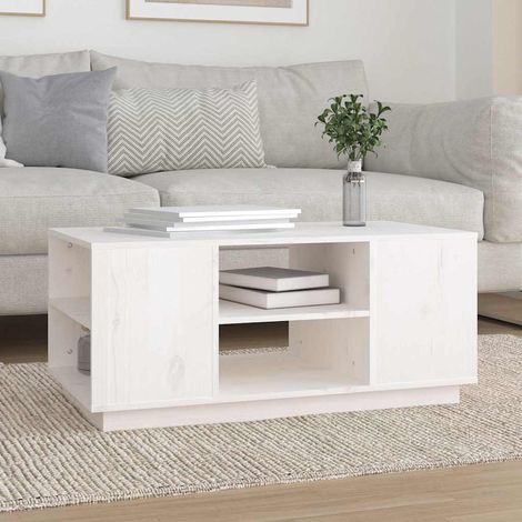 vidaXL Coffee Table White 90x49x40,5 cm Solid Wood Pine (1/5)