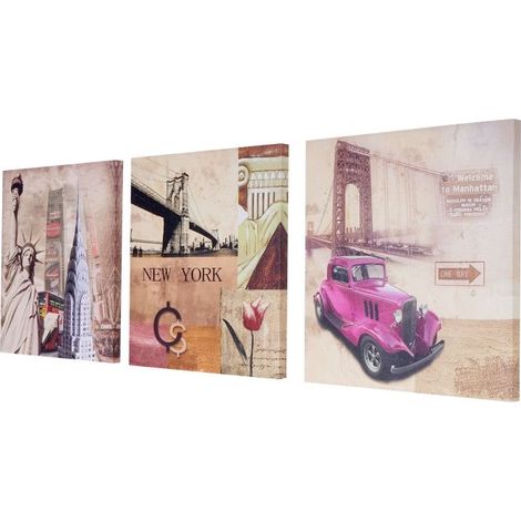 Lienzo decorativo de pared cuadros de Nueva York kit de 3 piezas 150x50cm DEC04049 (1/5)