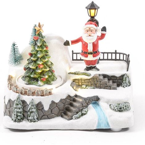 Scena animata a Led Paesaggio Natalizio con musica, luci e movimento 16 cm