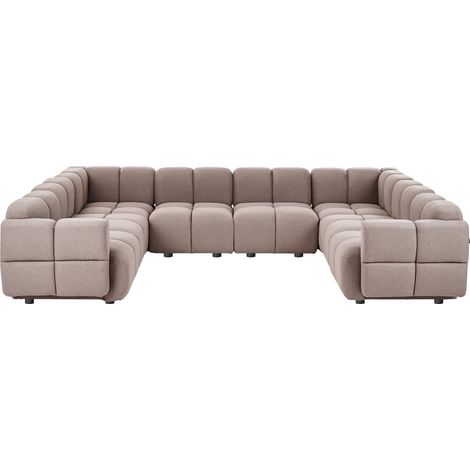 Modular U-Shape Sofa Taupe Fabric Modular Item Upholstered Eight Pieces Sectional Sofa Modern Style MAKSABERG (1/5)