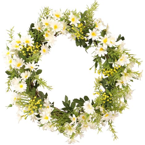 Künstlicher Gänseblümchenkranz (35 cm) – Wandbehang, Türdekoration, Hängegirlande für Zuhause, Weiß (1/2)