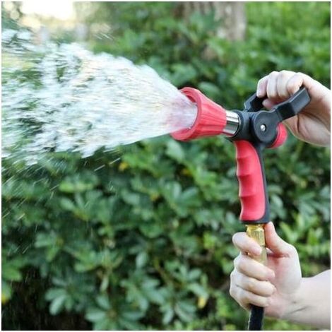 VURAHOME - Hochdruck-Feuerwehrschlauchdüse, robuste Metall-Gartenschlauchdüse mit ergonomischem Schiebegriff und Hebelgriff, verstellbare Düse zur Bewässerung von Rasenflächen und Gärten, (1/5)