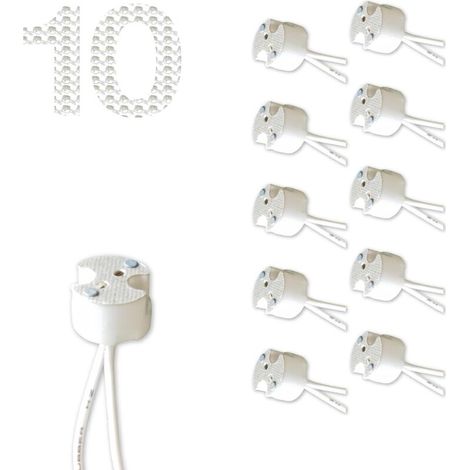Pack de 10 douilles MR16 pour ampoules LED et Halone, mini double broche, GU5.3, G4, GU4, GU6.35, GY6.35, GX5.3, GZ4 Connecteurs de fil de base céramique pour éclairage MR11 et MR16 (1/3)