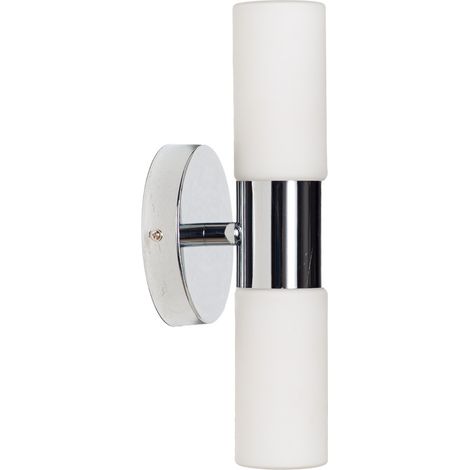 Applique de salle de bain chromée métal et verre opalin 30 cm