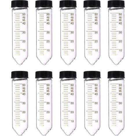 50ml Tubes À Centrifuger, 10 Pcs Fioles En Verre Graduées Avec Bouchon À Vis Fond Conique Conteneur De Stockage Pour Échantillons Laboratoire Liquide (1/5)
