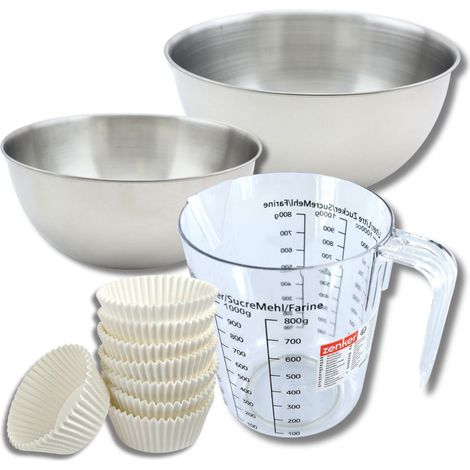 Set pâtisserie avec 75 moules à muffins en papier, 2 bols à mixer, verre mesureur et spatule Zenker (1/5)