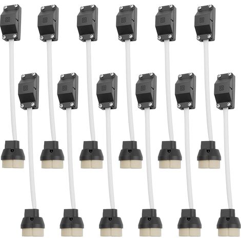 Douille GU10 avec câble 12 Pièces Douille GU10 en Céramique Support Adaptateur 250V Douille LED avec Câble 0,75mm pour Spots Encastrés éclairage LED Installation DIY (1/5)