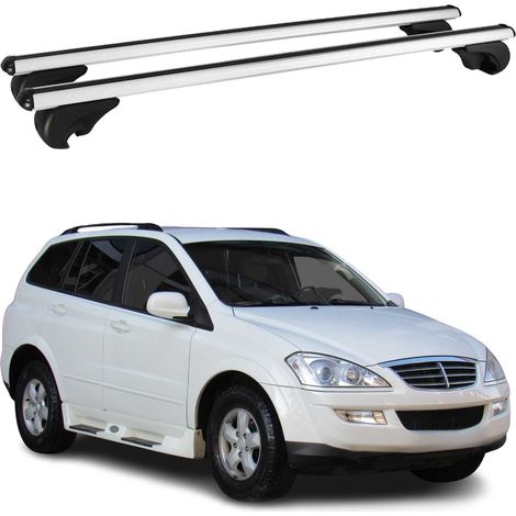 OMAC Aluminium Dachträger Querträger für Ssangyong Kyron 2005-2015 – TÜV / DIN 75302:2019 – Abschließbar – Max. 75 kg – 2 Stangen Silber (1/5)