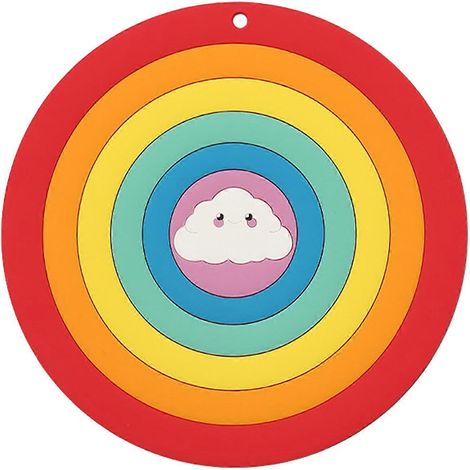Dessous de verre rond arc-en-ciel, dessous de tasse résistant à la chaleur, dessous de plat antidérapant, set de table, décoration pour cuisine, salle à manger ou bar, taille L (1/5)