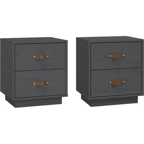 Maison Exclusive - Comodini Grigi 2 pz 40x34x45 cm in Legno Massello di Pino (1/5)