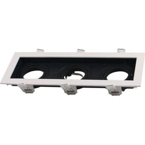 Support Spot GU10 Encastrable Orientable Triple Projecteur Blanc